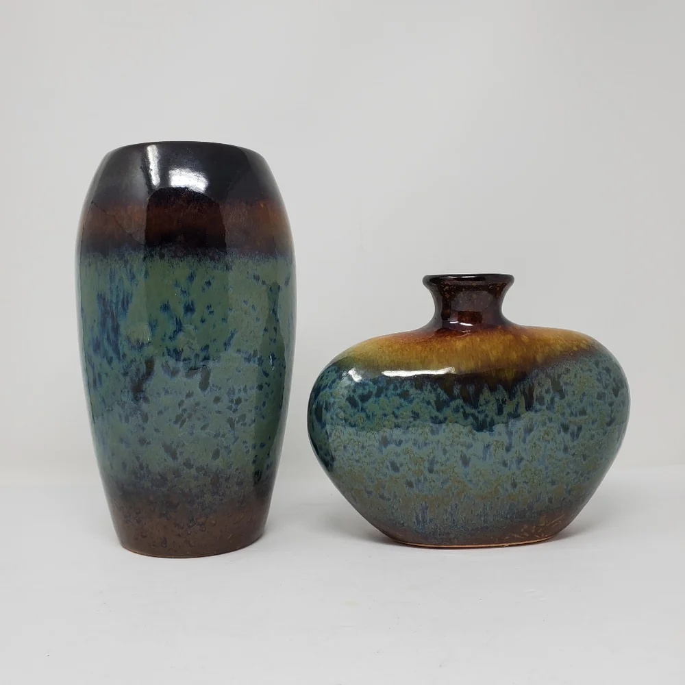 Ceramic glazed pottery set of 2 ombre med